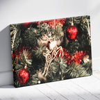 Festive Red & Gold Holiday Tree - Framed Canvas Wall Art Print | House Prints