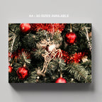 Festive Red & Gold Holiday Tree - Framed Canvas Wall Art Print | House Prints