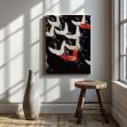 Furisode with a Myriad of Flying Cranes - Framed Canvas Wall Art Print | House Prints