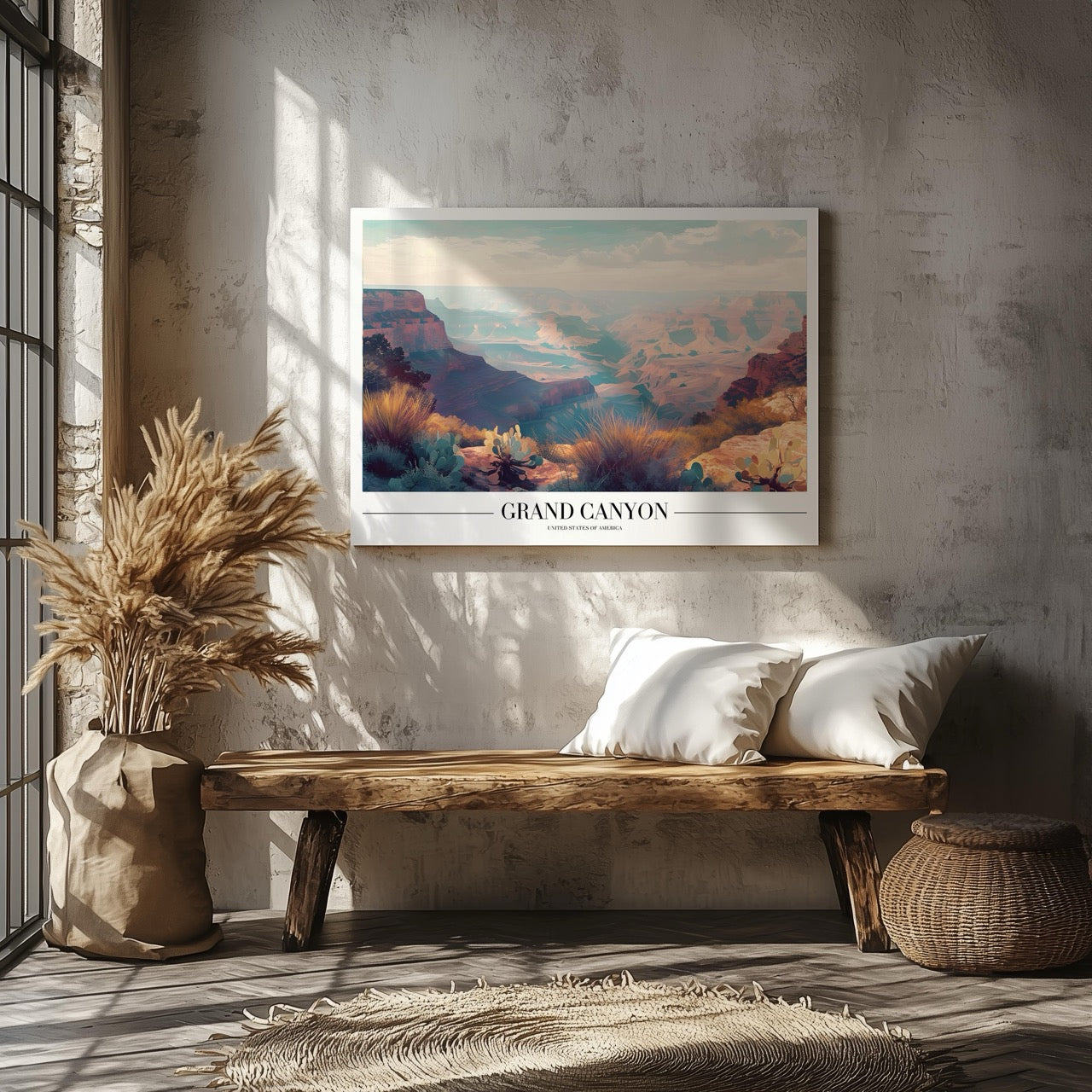 Grand Canyon USA Landmark City World Travel - Framed Canvas Wall Art Print - House Prints