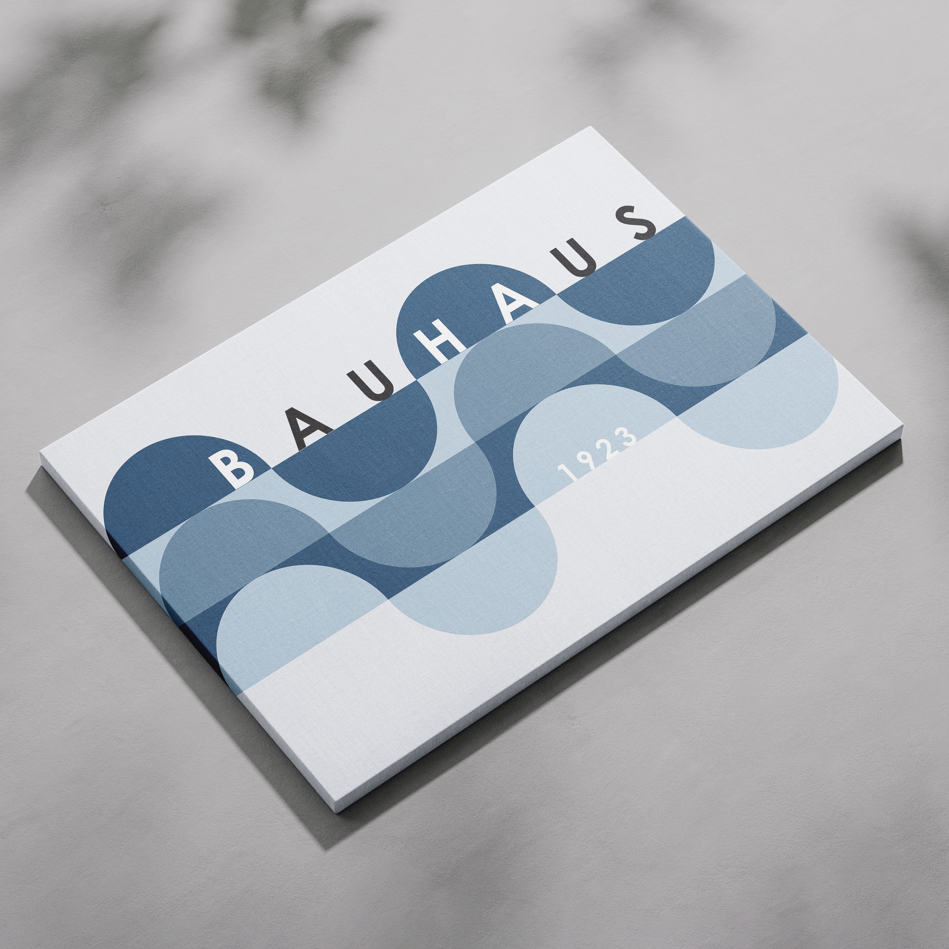 Geometric Bauhaus 1923 Abstract Blue Waves - Framed Canvas Wall Art Print | House Prints