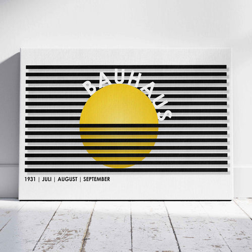 Geometric Bauhaus 1931 Yellow & Black Lines - Framed Canvas Wall Art Print
