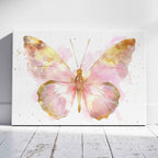 Golden Pink Blush Spring Butterfly - Framed Canvas Wall Art Print | House Prints