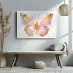 Golden Pink Blush Spring Butterfly - Framed Canvas Wall Art Print | House Prints