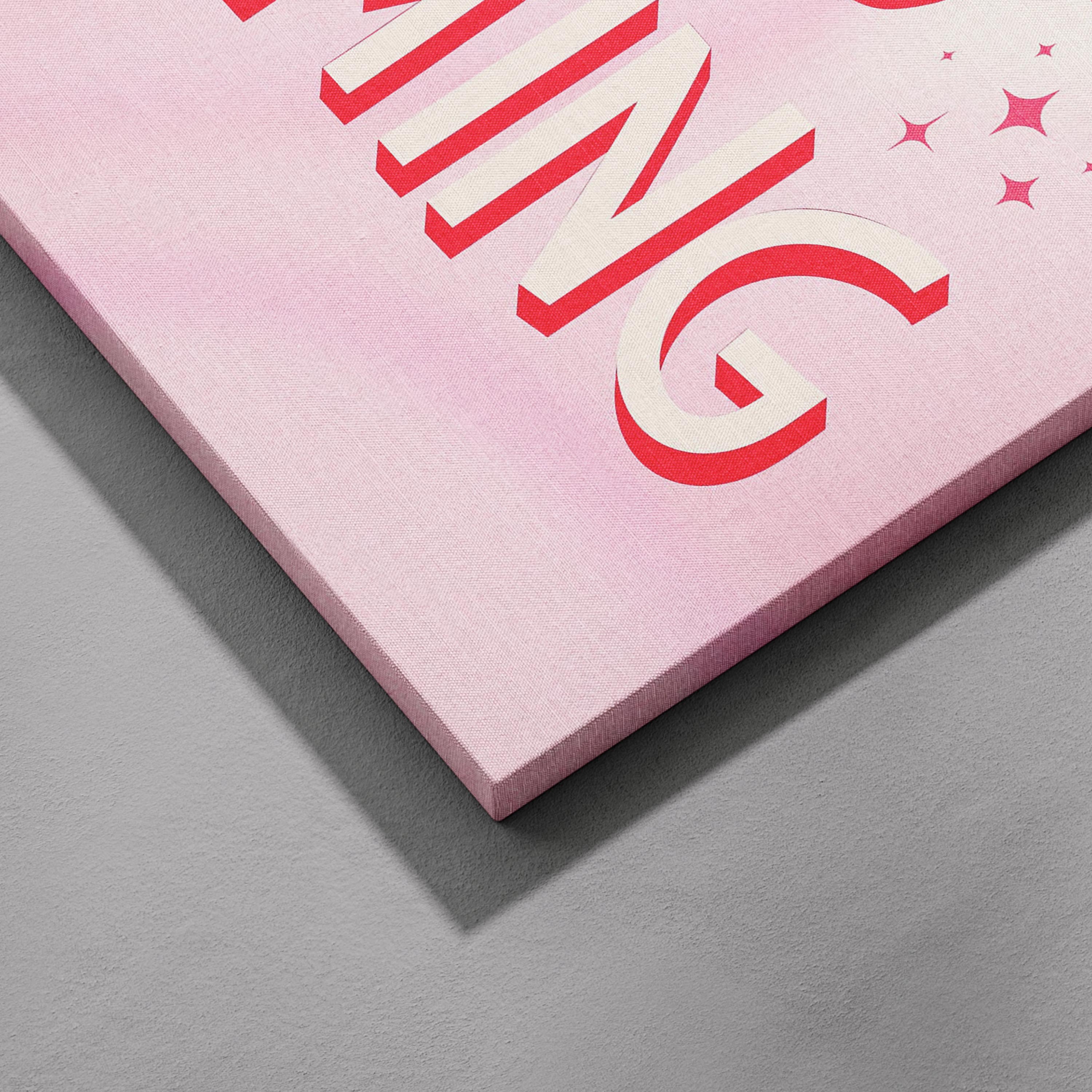 Good Things Art Coming Positive Pink Motivation - Framed Canvas Wall Art Print