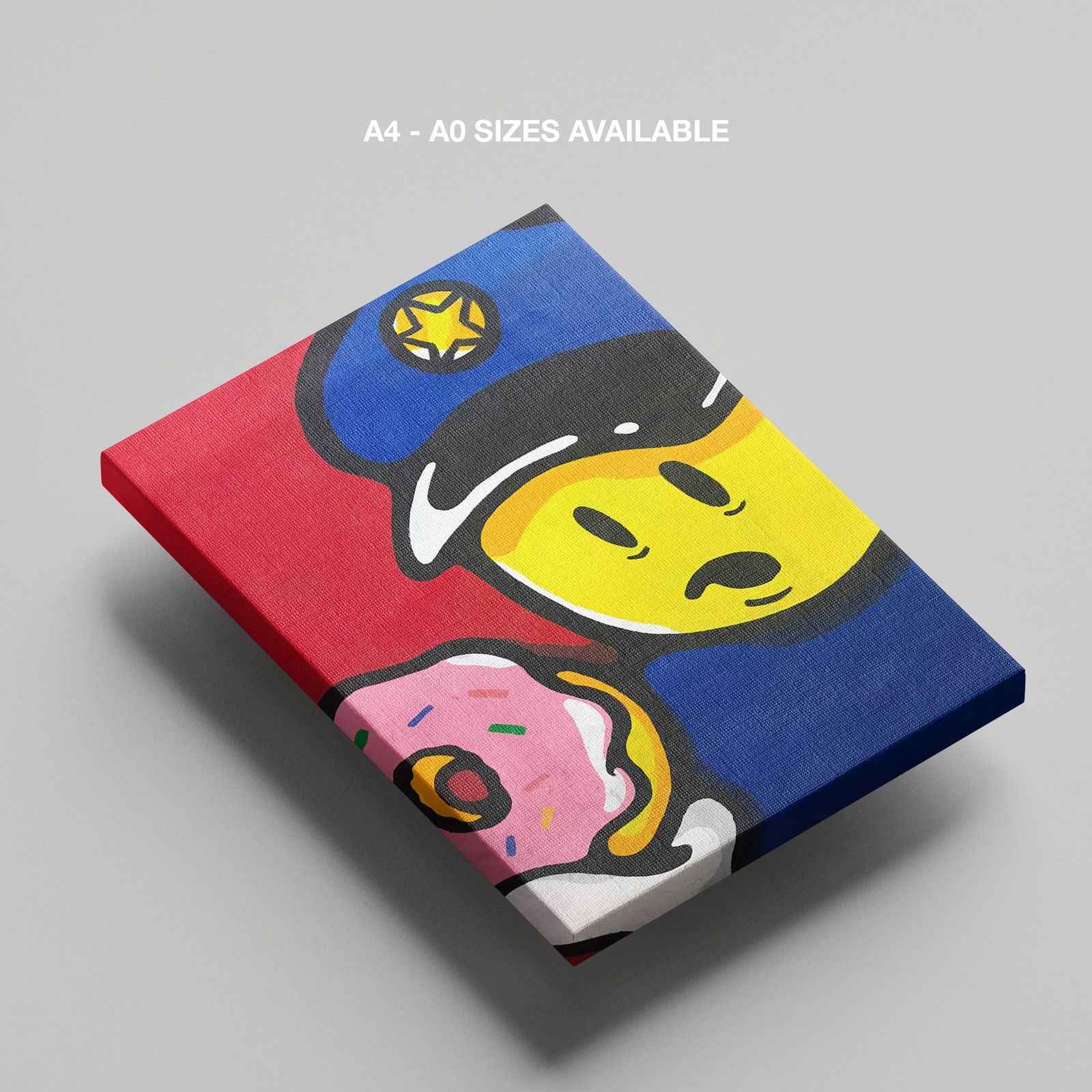 Graffiti Policeman with Doughnut - Framed Canvas Wall Art Print | House Prints