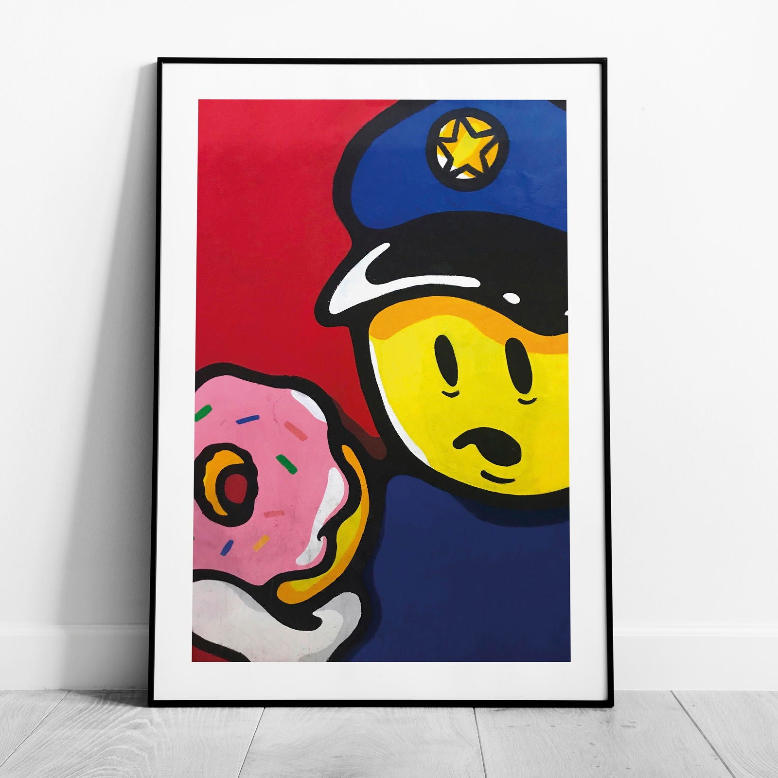 Graffiti Policeman with Doughnut - Rolled Poster Wall Art Print - House Prints