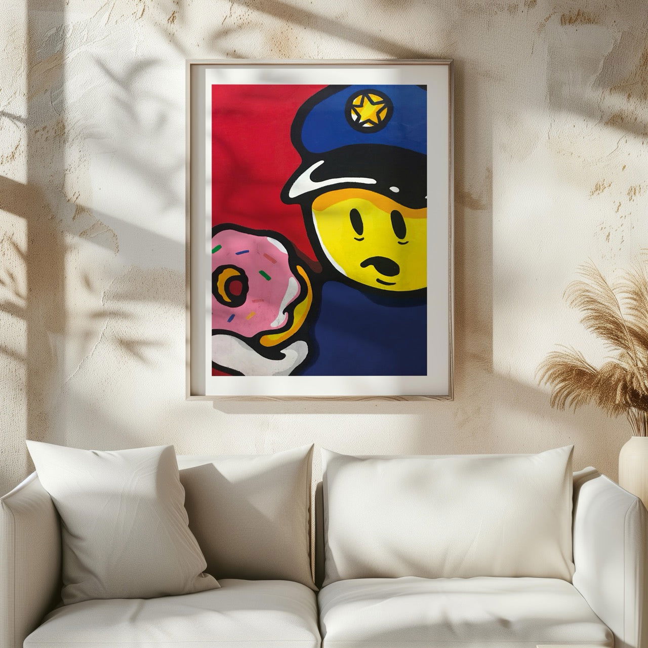 Graffiti Policeman with Doughnut - Rolled Poster Wall Art Print - House Prints