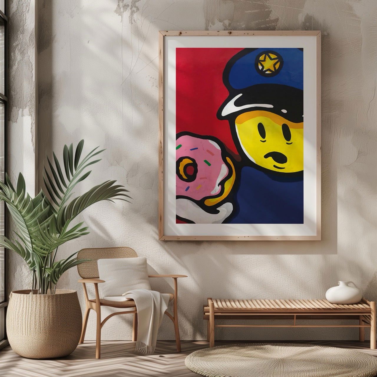 Graffiti Policeman with Doughnut - Rolled Poster Wall Art Print - House Prints