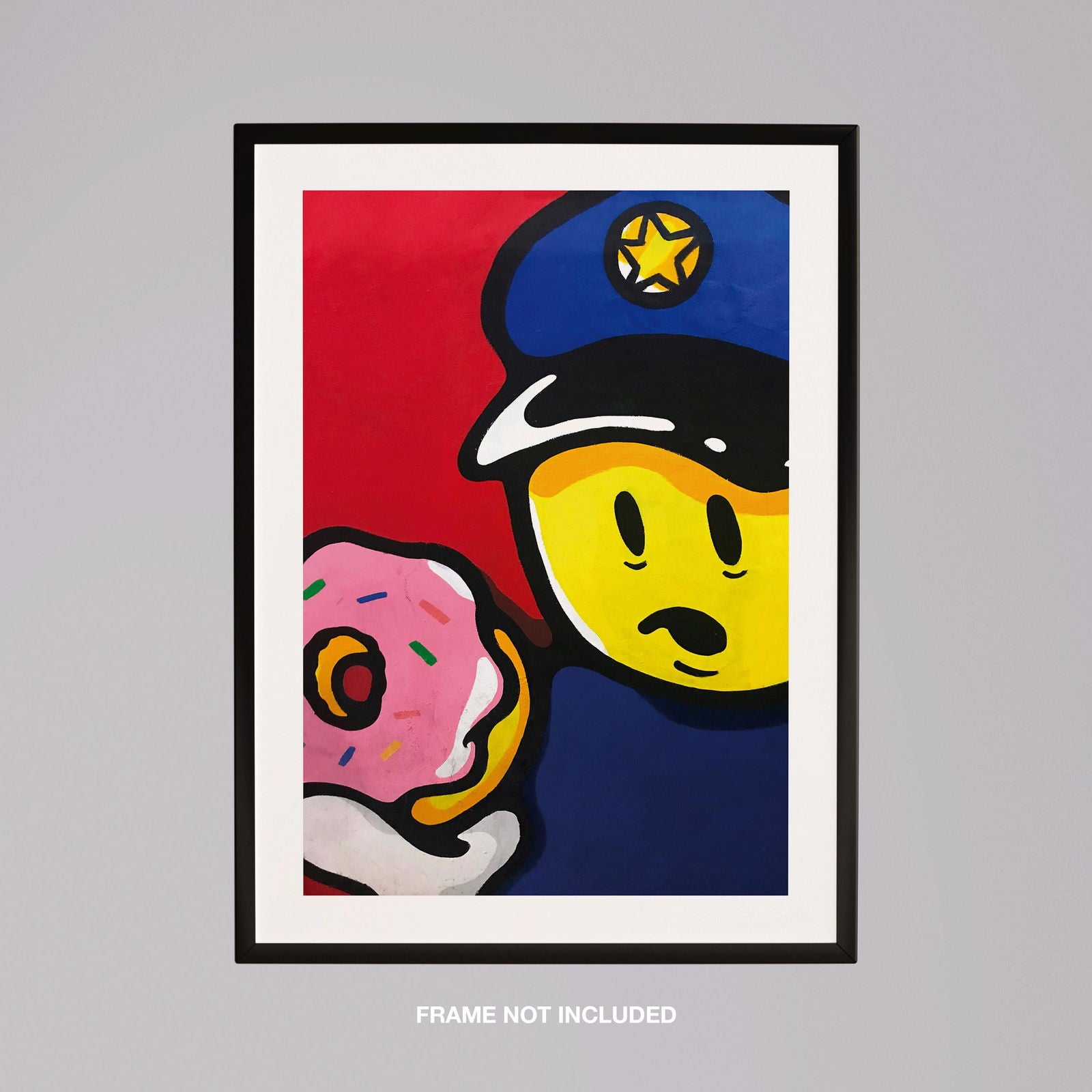 Graffiti Policeman with Doughnut - Rolled Poster Wall Art Print - House Prints