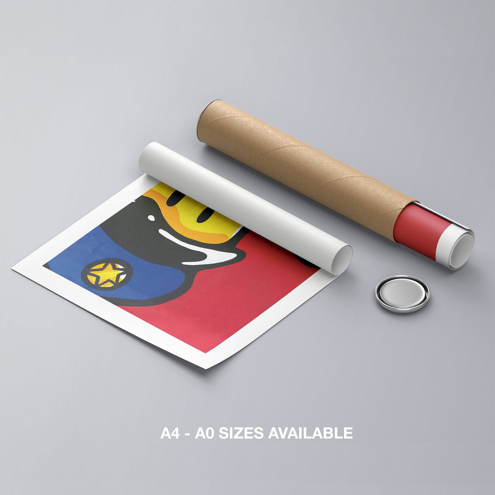 Graffiti Policeman with Doughnut - Rolled Poster Wall Art Print - House Prints