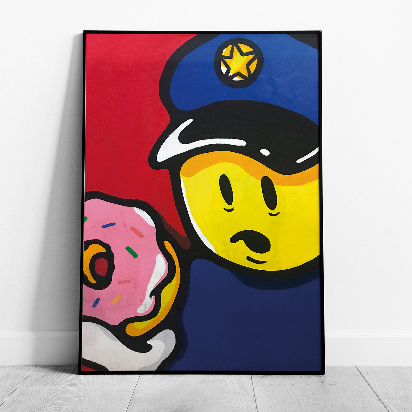 Graffiti Policeman with Doughnut - Rolled Poster Wall Art Print - House Prints