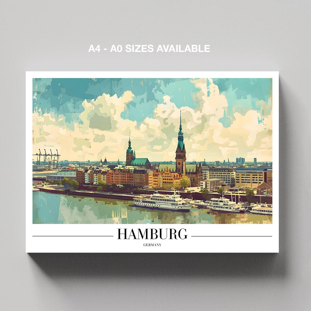 Hamburg Germany Harbour City World Travel - Framed Canvas Wall Art Print | House Prints
