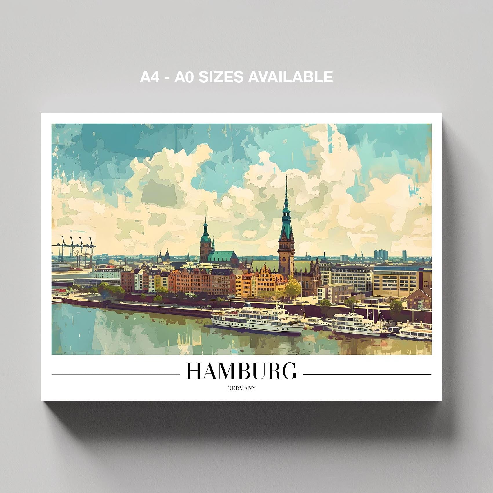 Hamburg Germany Harbour City World Travel - Framed Canvas Wall Art Print | House Prints