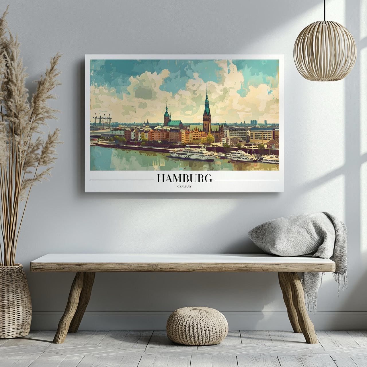 Hamburg Germany Harbour City World Travel - Framed Canvas Wall Art Print | House Prints