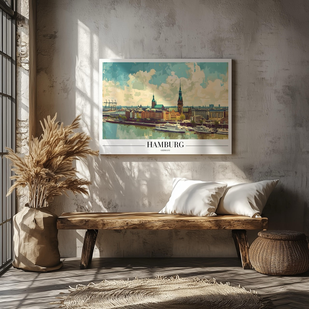 Hamburg Germany Harbour City World Travel - Framed Canvas Wall Art Print | House Prints