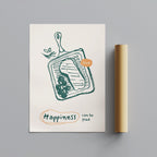 Happiness Can Be Fried Kitchen Cooking - Rolled Poster Wall Art Print | House Prints