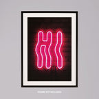 Hi Modern Neon Glow Sign Text - Rolled Poster Wall Art Print | House Prints