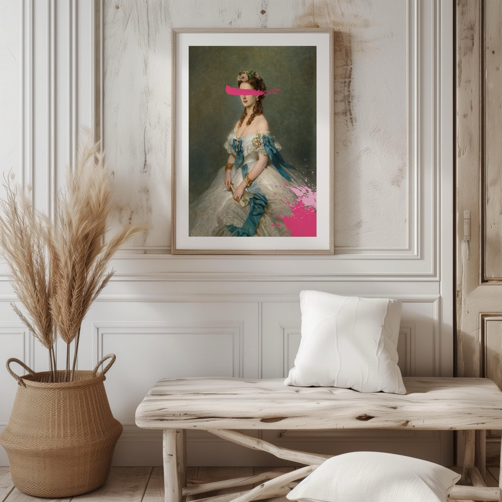 Hot Pink Paint Splatter Classic Alexandra - Rolled Poster Wall Art Print | House Prints