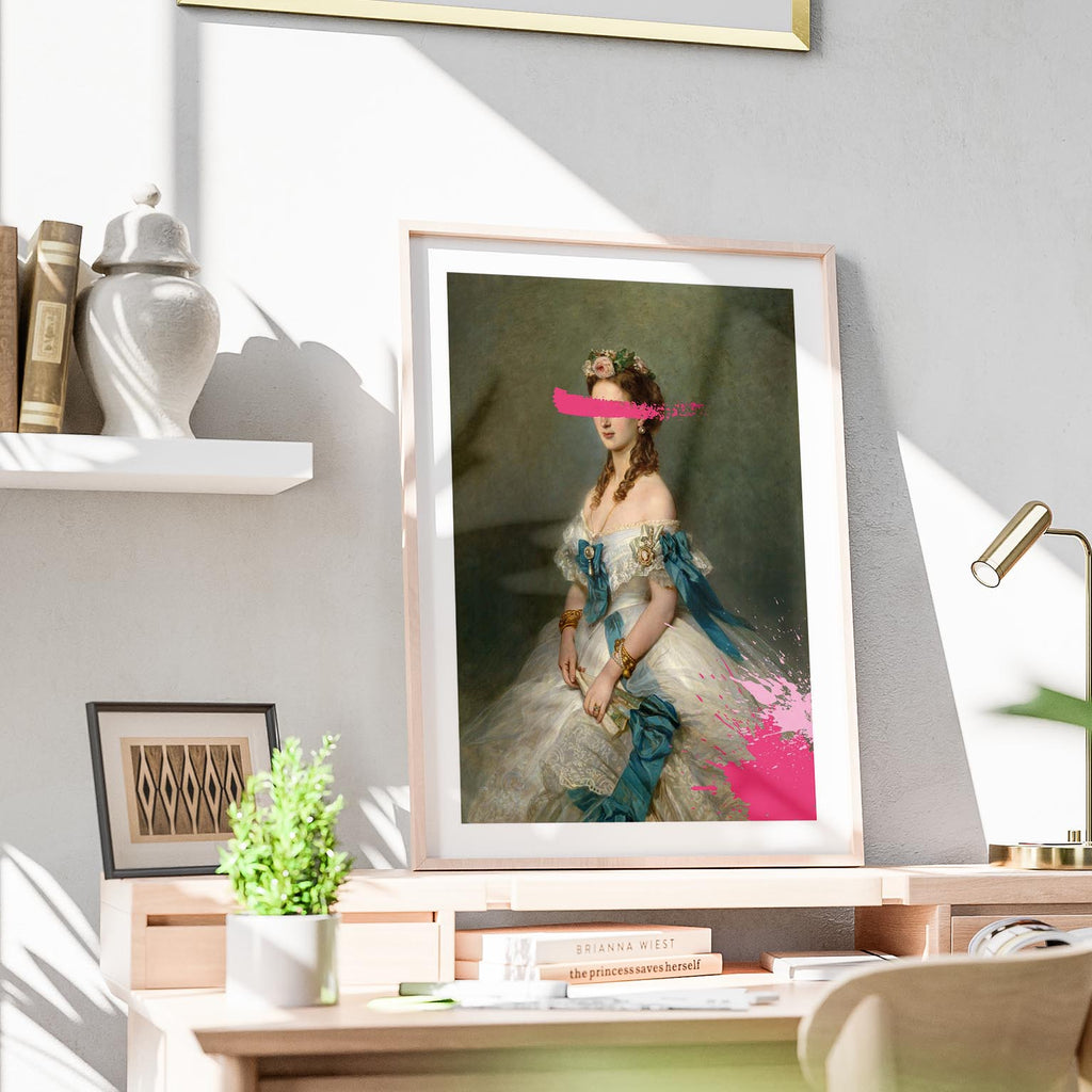 Hot Pink Paint Splatter Classic Alexandra - Rolled Poster Wall Art Print | House Prints