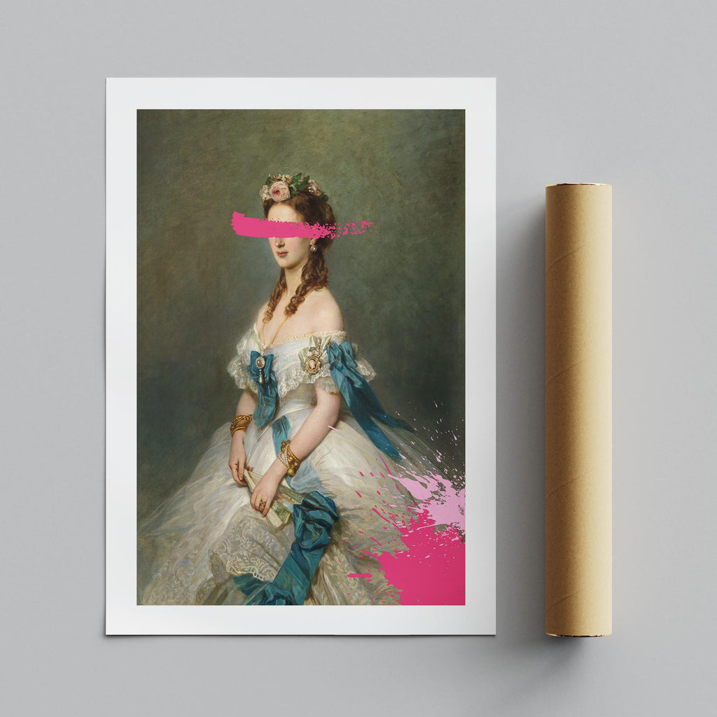 Hot Pink Paint Splatter Classic Alexandra - Rolled Poster Wall Art Print | House Prints