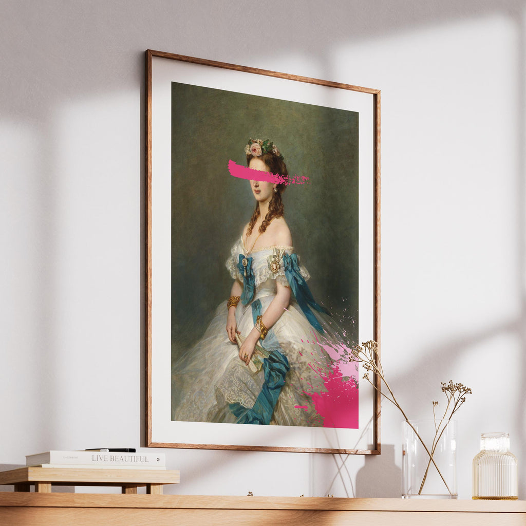 Hot Pink Paint Splatter Classic Alexandra - Rolled Poster Wall Art Print | House Prints