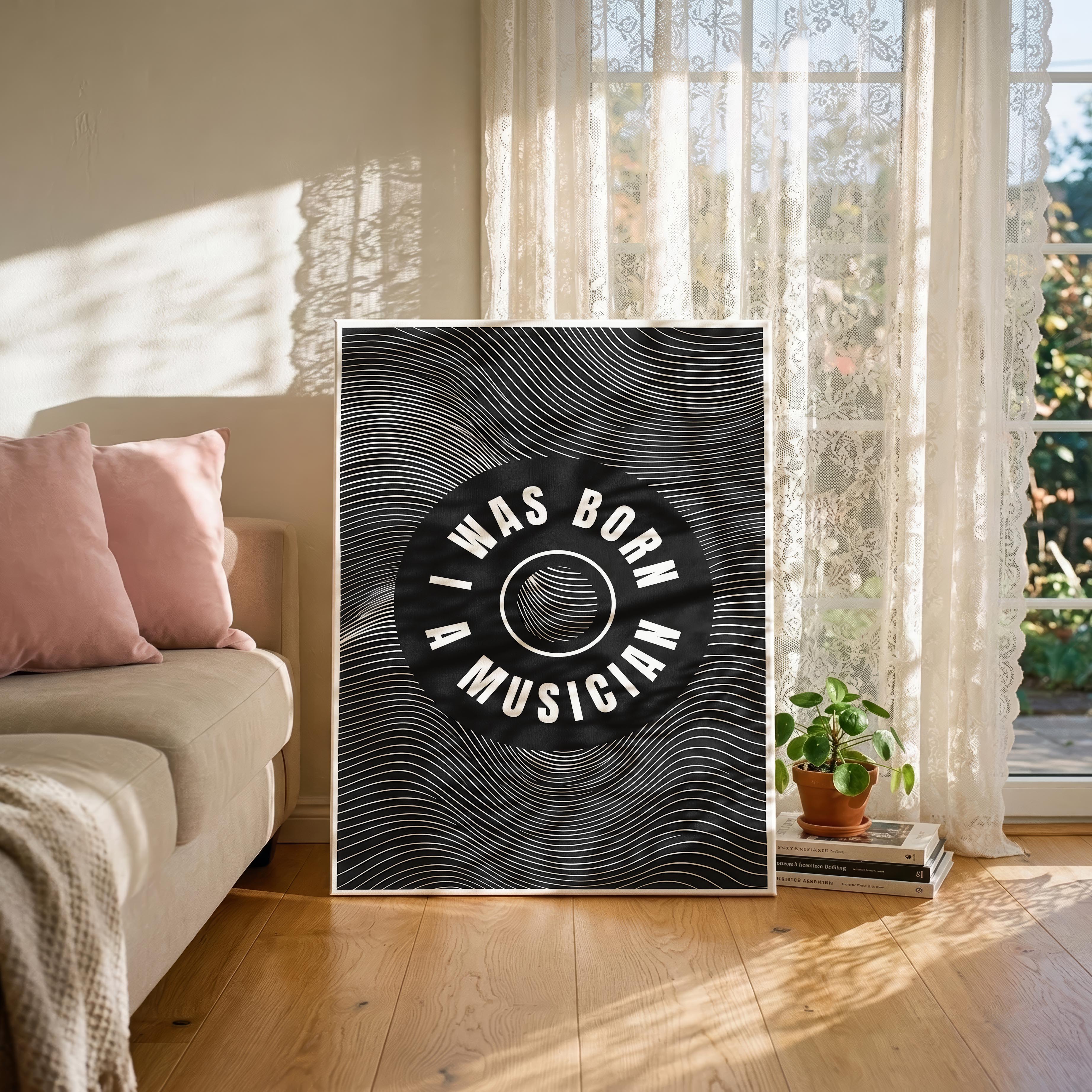 I Was Born a Musician Abstract Lines - Framed Canvas Wall Art Print | House Prints