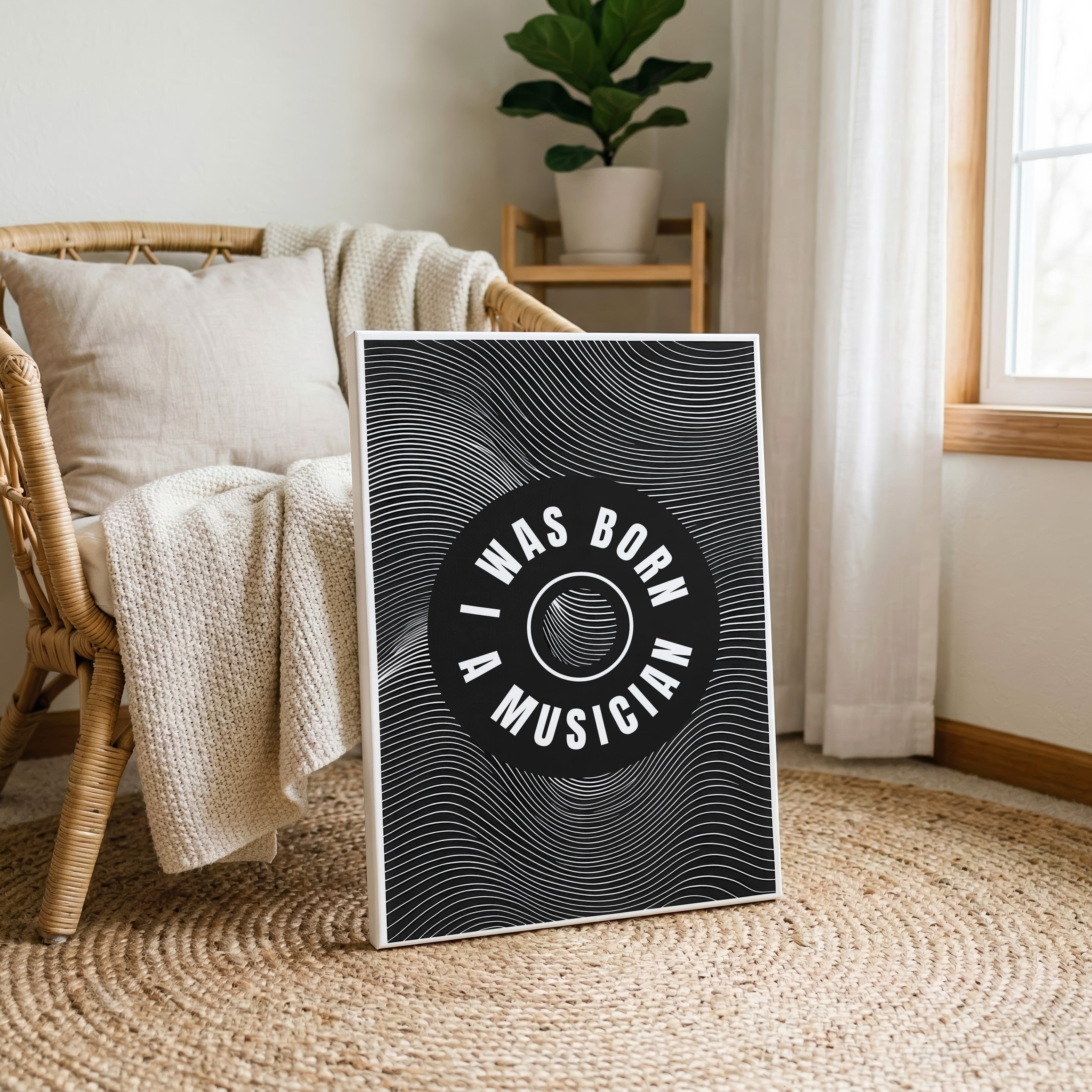 I Was Born a Musician Abstract Lines - Framed Canvas Wall Art Print | House Prints