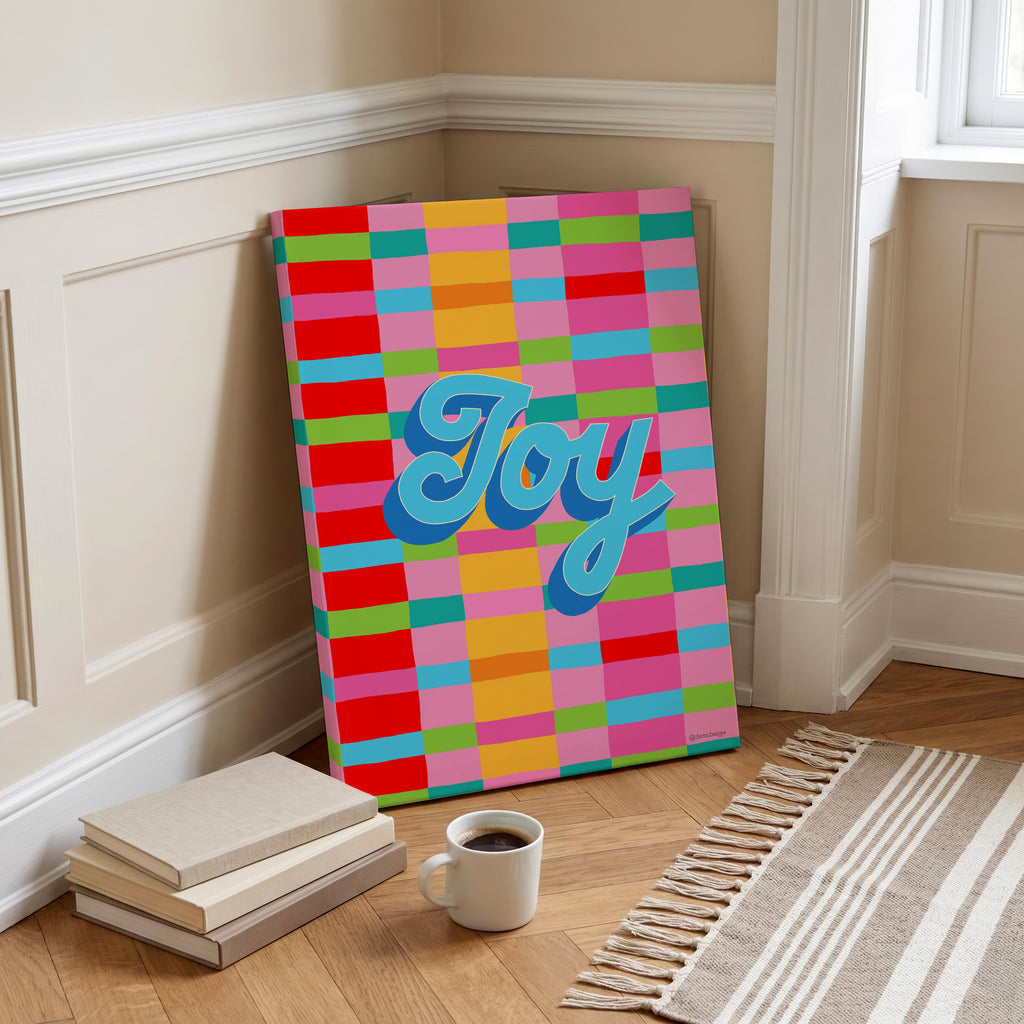 Joy Stripe Hype 3 - Seta Zakian - Framed Canvas Wall Art Print | House Prints