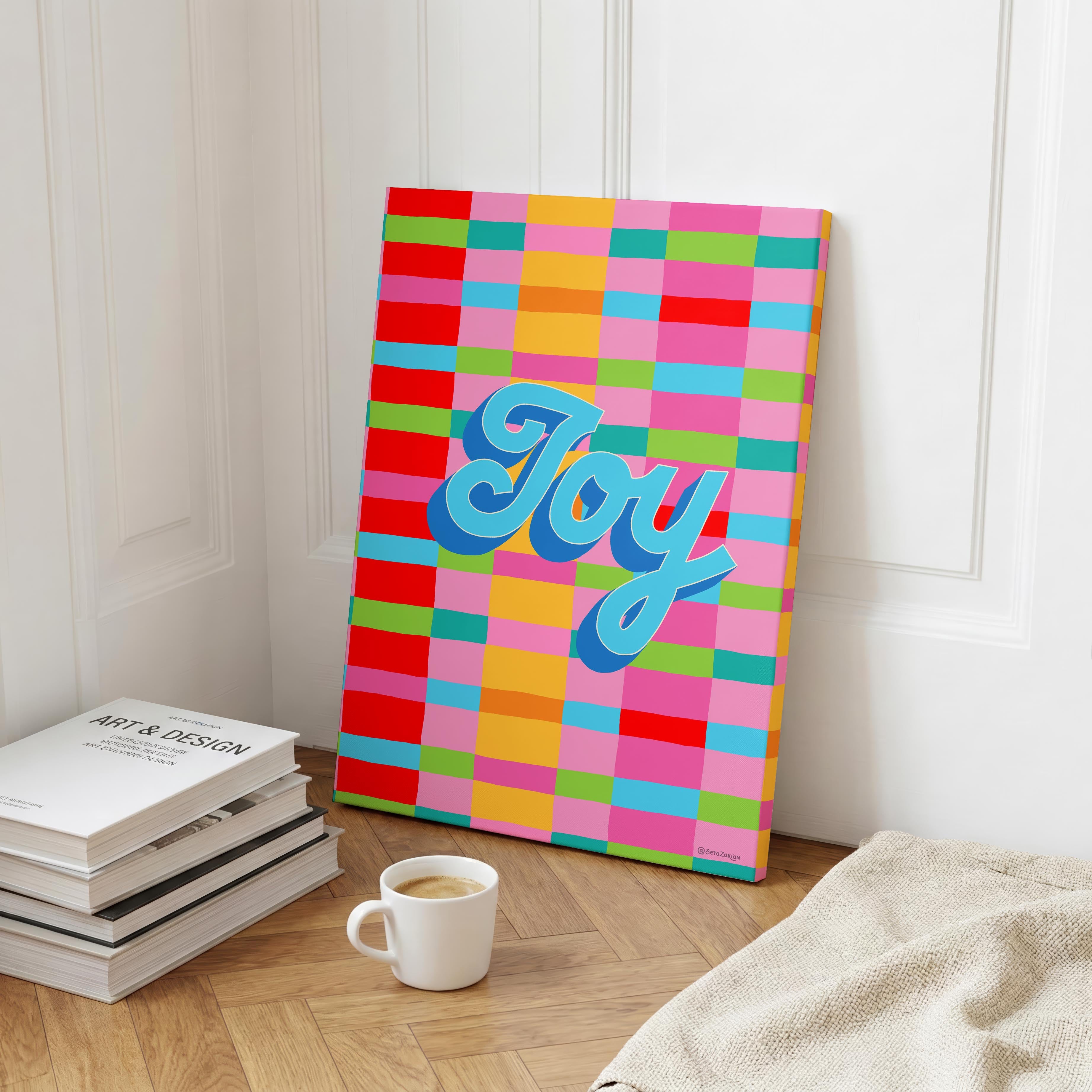 Joy Stripe Hype 3 - Seta Zakian - Framed Canvas Wall Art Print | House Prints