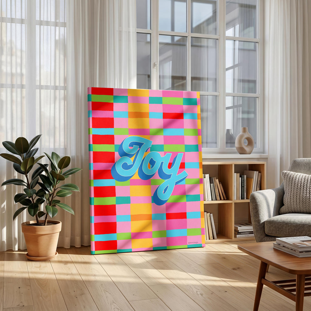 Joy Stripe Hype 3 - Seta Zakian - Framed Canvas Wall Art Print | House Prints