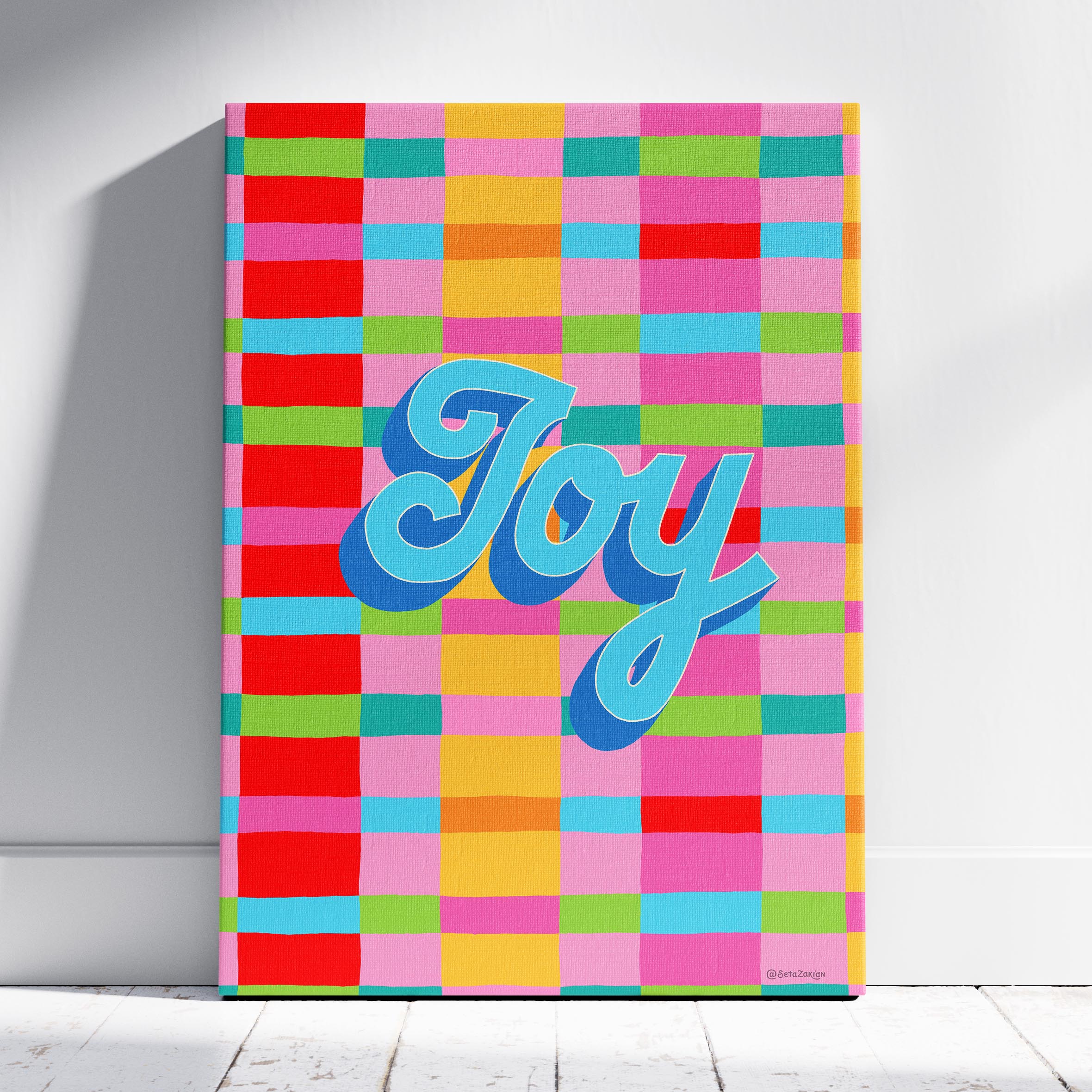 Joy Stripe Hype 3 - Seta Zakian - Framed Canvas Wall Art Print | House Prints