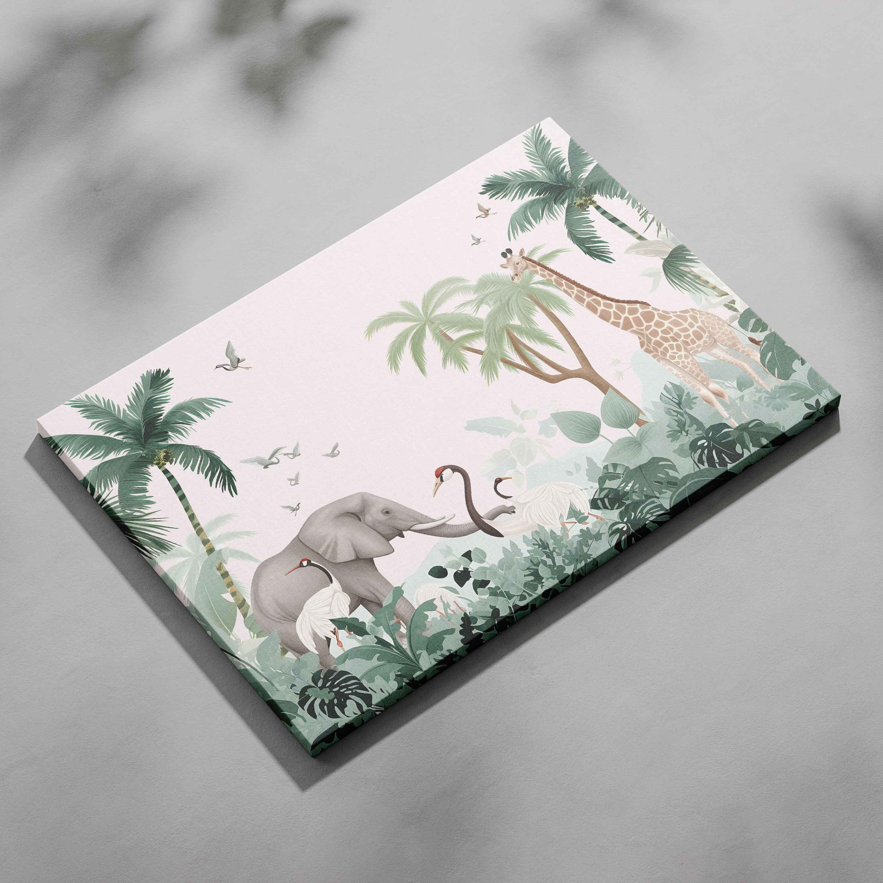 Jungle Animal Friends in Paradise - Framed Canvas Wall Art Print