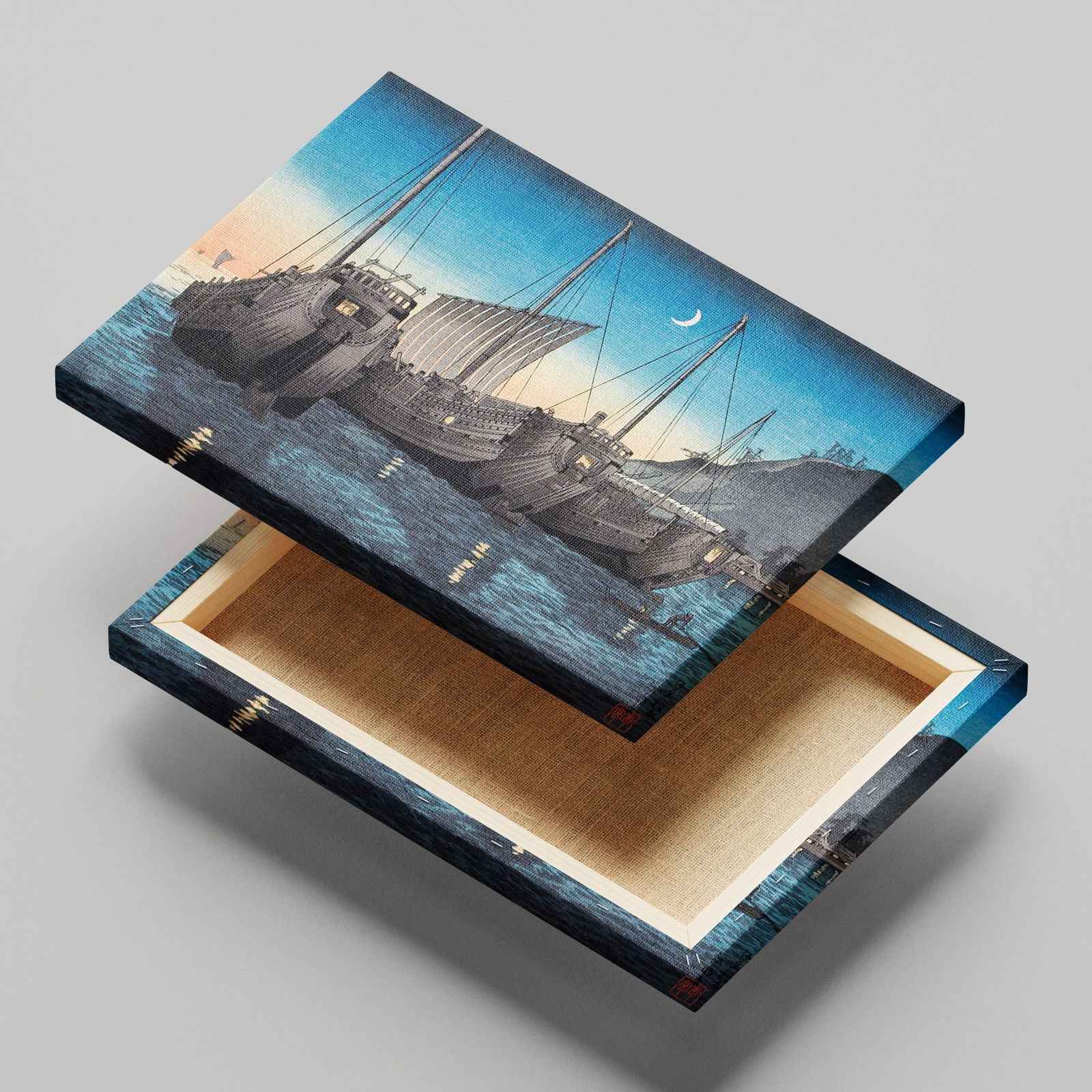 Junks in Inatori Bay, Izu - Hiroaki Takahashi - Framed Canvas Wall Art Print | House Prints