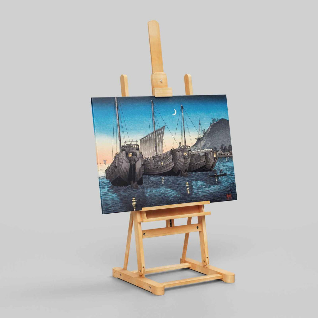 Junks in Inatori Bay, Izu - Hiroaki Takahashi - Framed Canvas Wall Art Print | House Prints