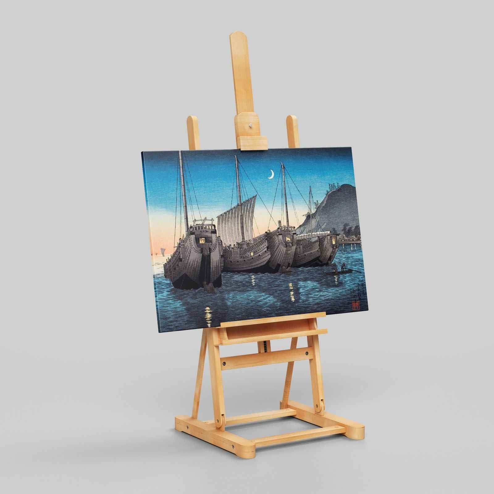 Junks in Inatori Bay, Izu - Hiroaki Takahashi - Framed Canvas Wall Art Print | House Prints