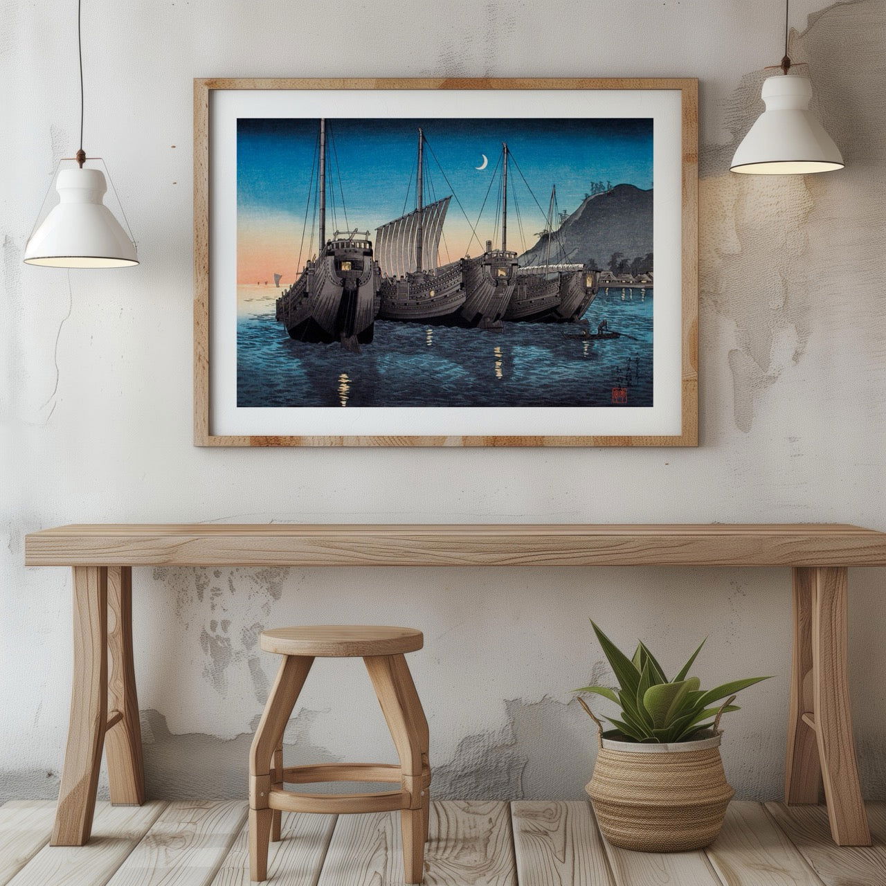 Junks in Inatori Bay, Izu - Hiroaki Takahashi - Rolled Poster Wall Art Print | House Prints