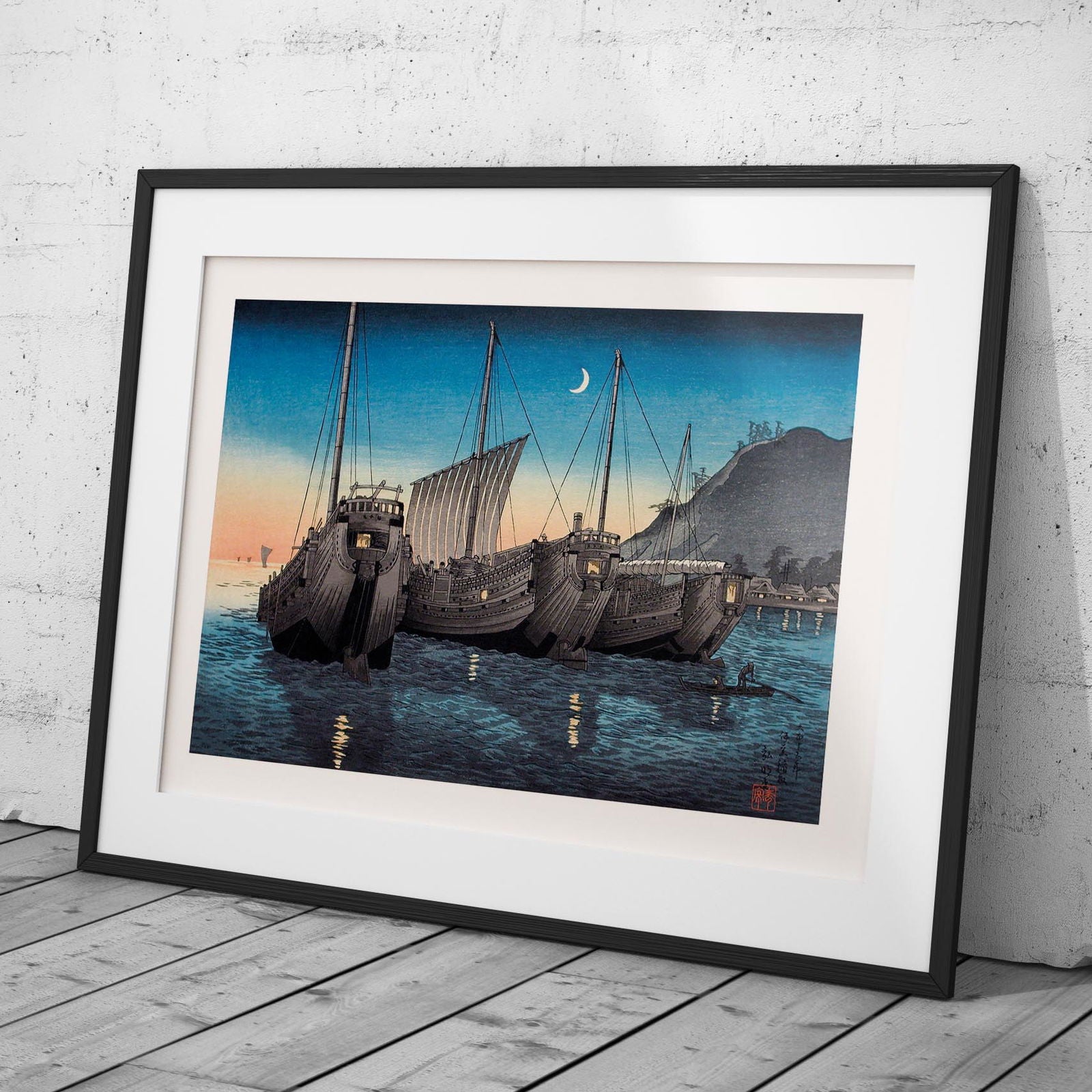 Junks in Inatori Bay, Izu - Hiroaki Takahashi - Rolled Poster Wall Art Print | House Prints