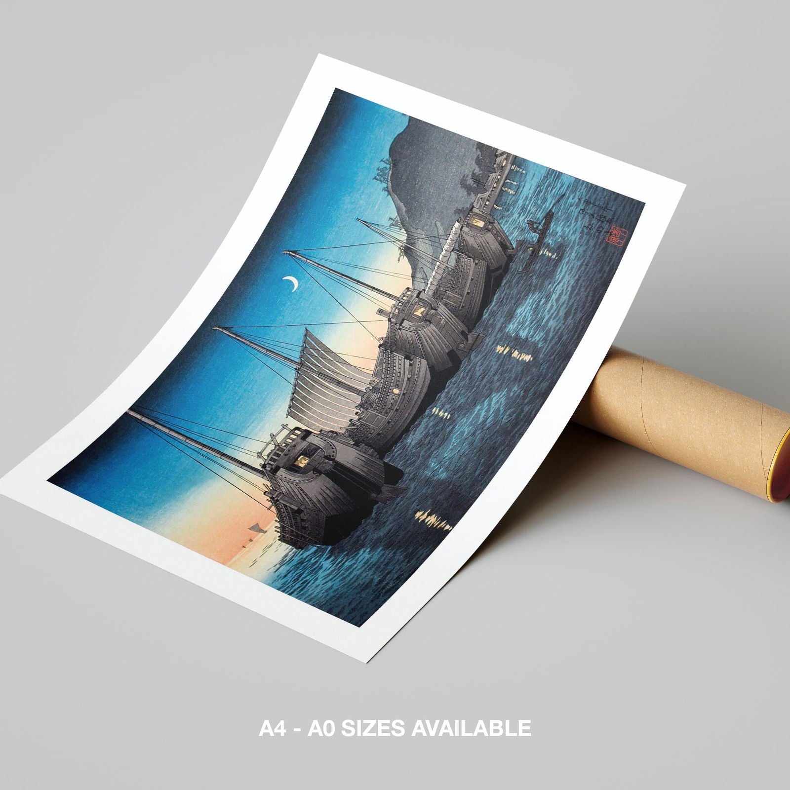 Junks in Inatori Bay, Izu - Hiroaki Takahashi - Rolled Poster Wall Art Print | House Prints