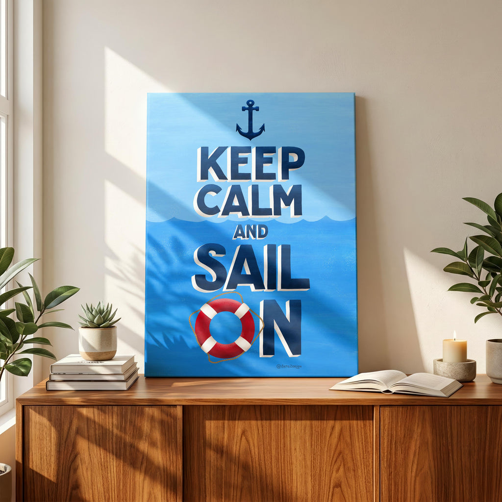 Keep Calm and Sail On - Seta Zakian - Framed Canvas Wall Art Print
