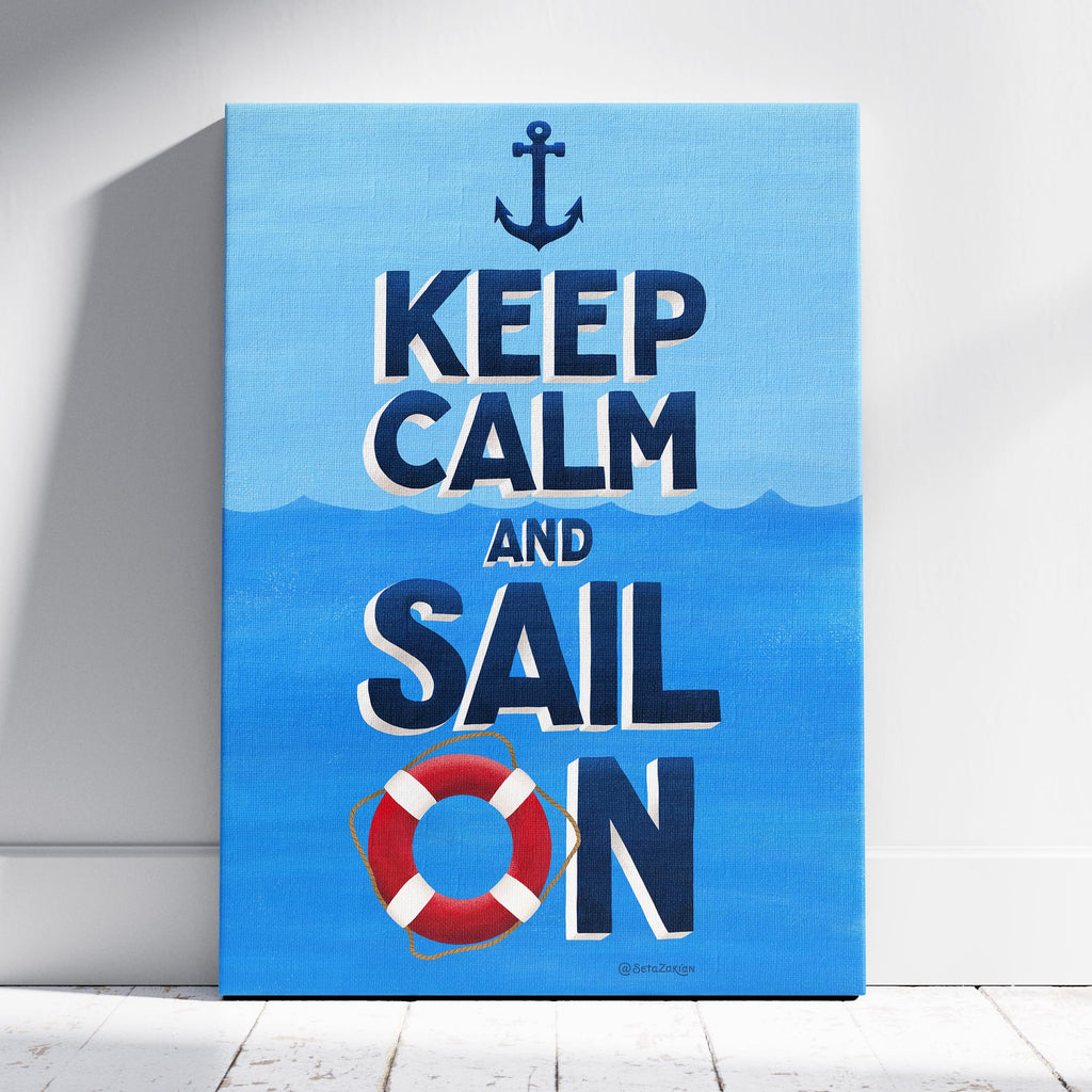 Keep Calm and Sail On - Seta Zakian - Framed Canvas Wall Art Print