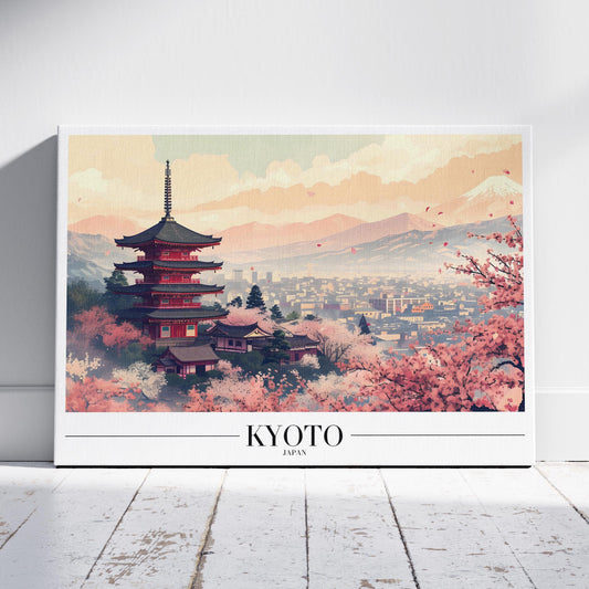 Serene Kyoto Japan City World Travel - Framed Canvas Wall Art Print - House Prints