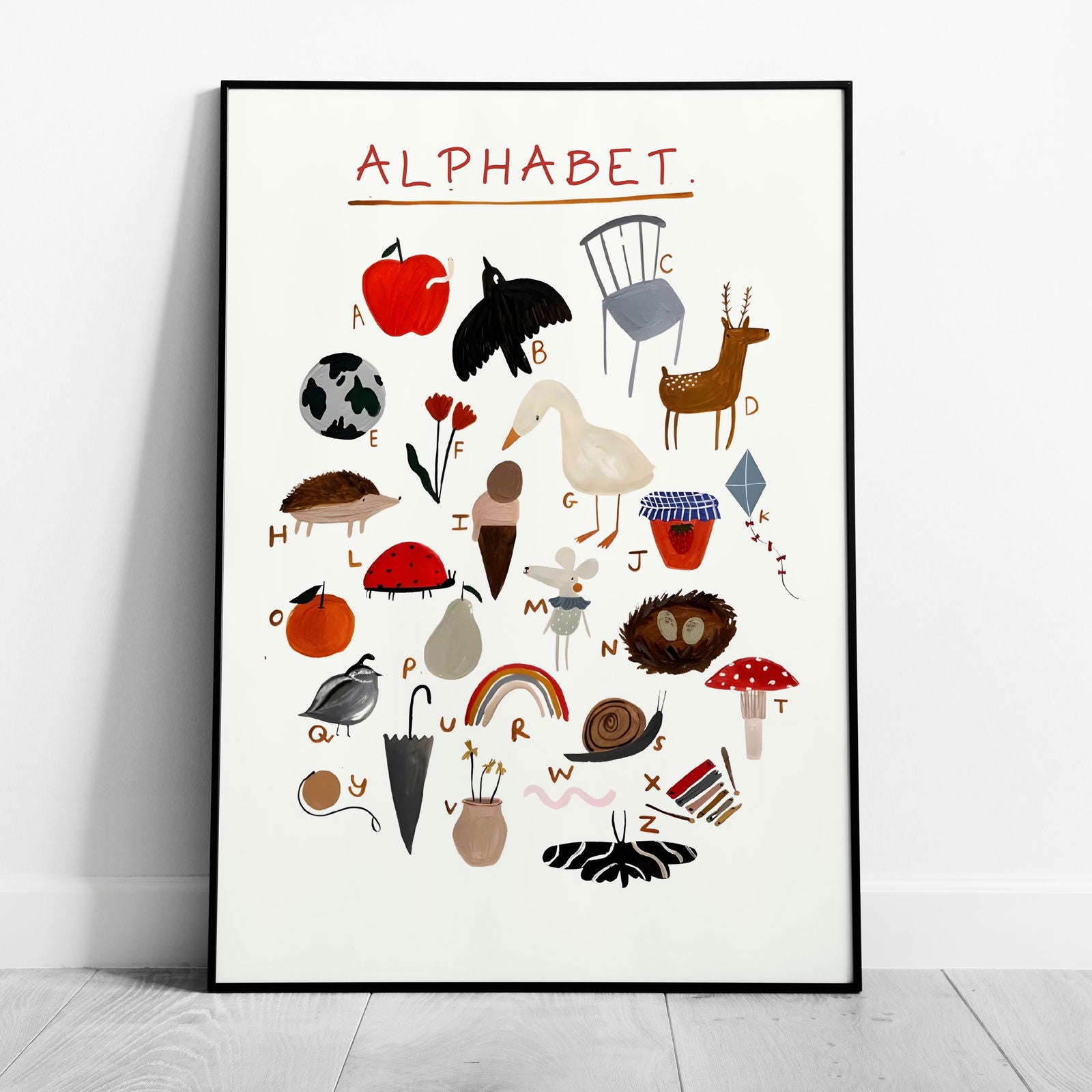 Kids Nursery Learn the ABC Alphabet - Rolled Poster Wall Art Print - House Prints
