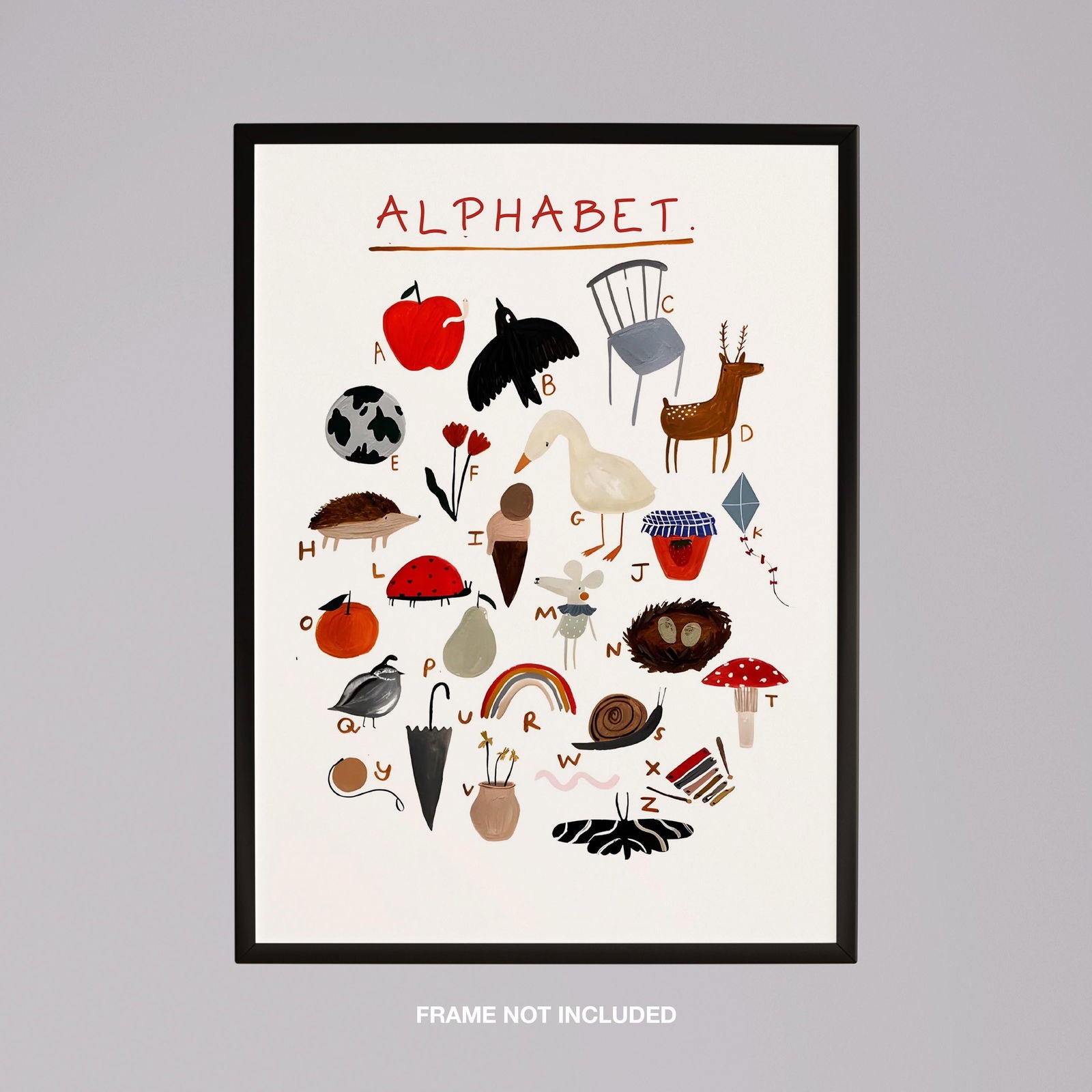 Kids Nursery Learn the ABC Alphabet - Rolled Poster Wall Art Print - House Prints