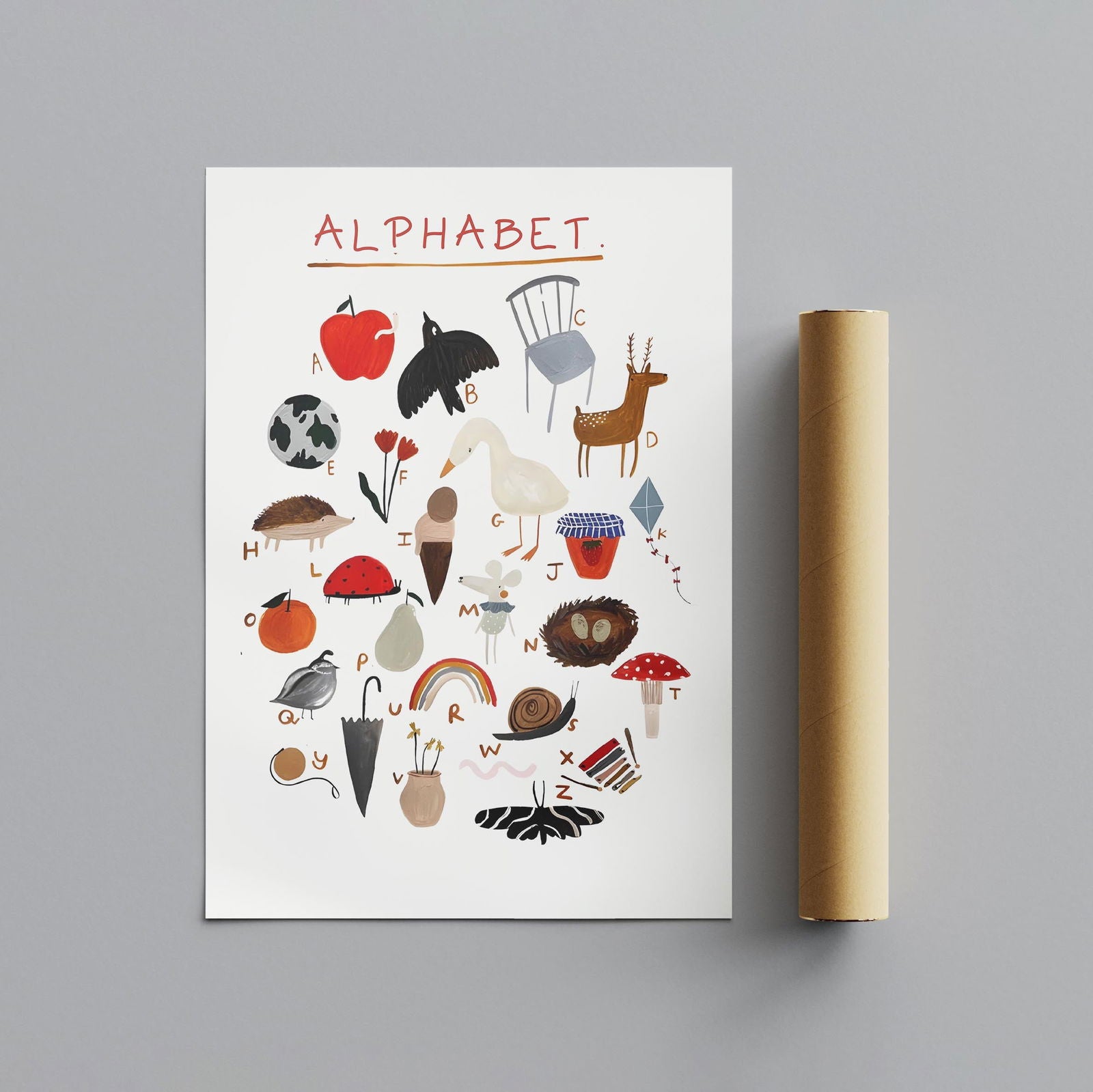 Kids Nursery Learn the ABC Alphabet - Rolled Poster Wall Art Print - House Prints