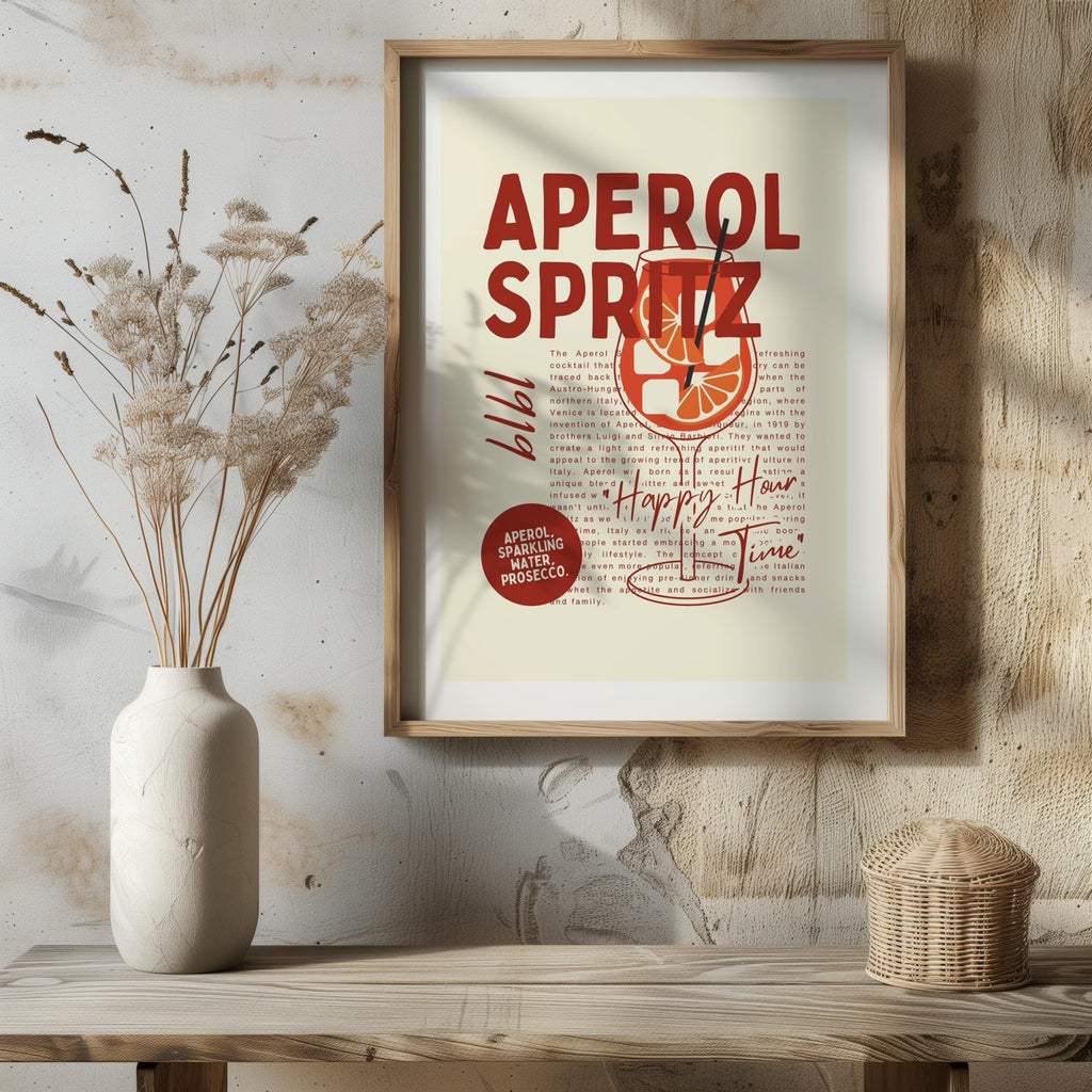 Aperol Spritz Cocktail Happy Hour Time - Rolled Poster Wall Art Print | House Prints