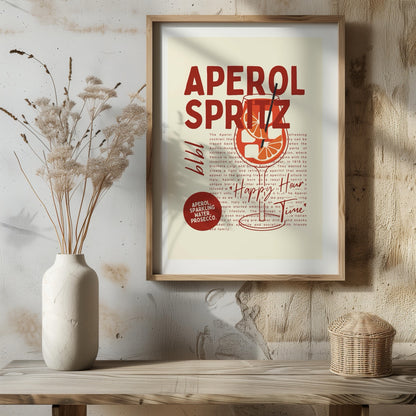 Aperol Spritz Cocktail Happy Hour Time - Rolled Poster Wall Art Print - House Prints