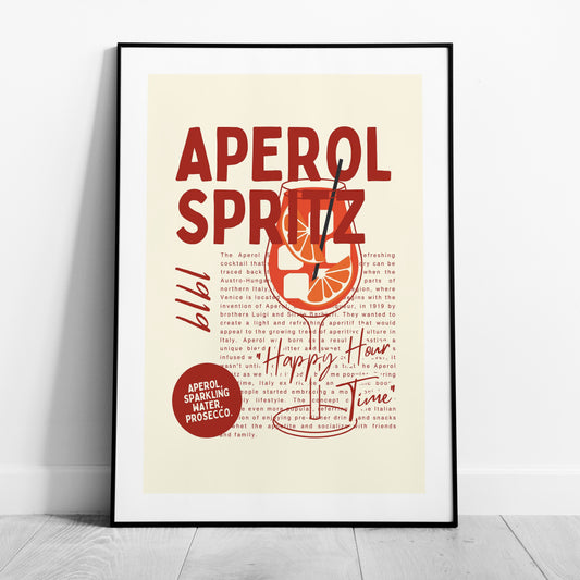 Aperol Spritz Cocktail Happy Hour Time - Rolled Poster Wall Art Print - House Prints