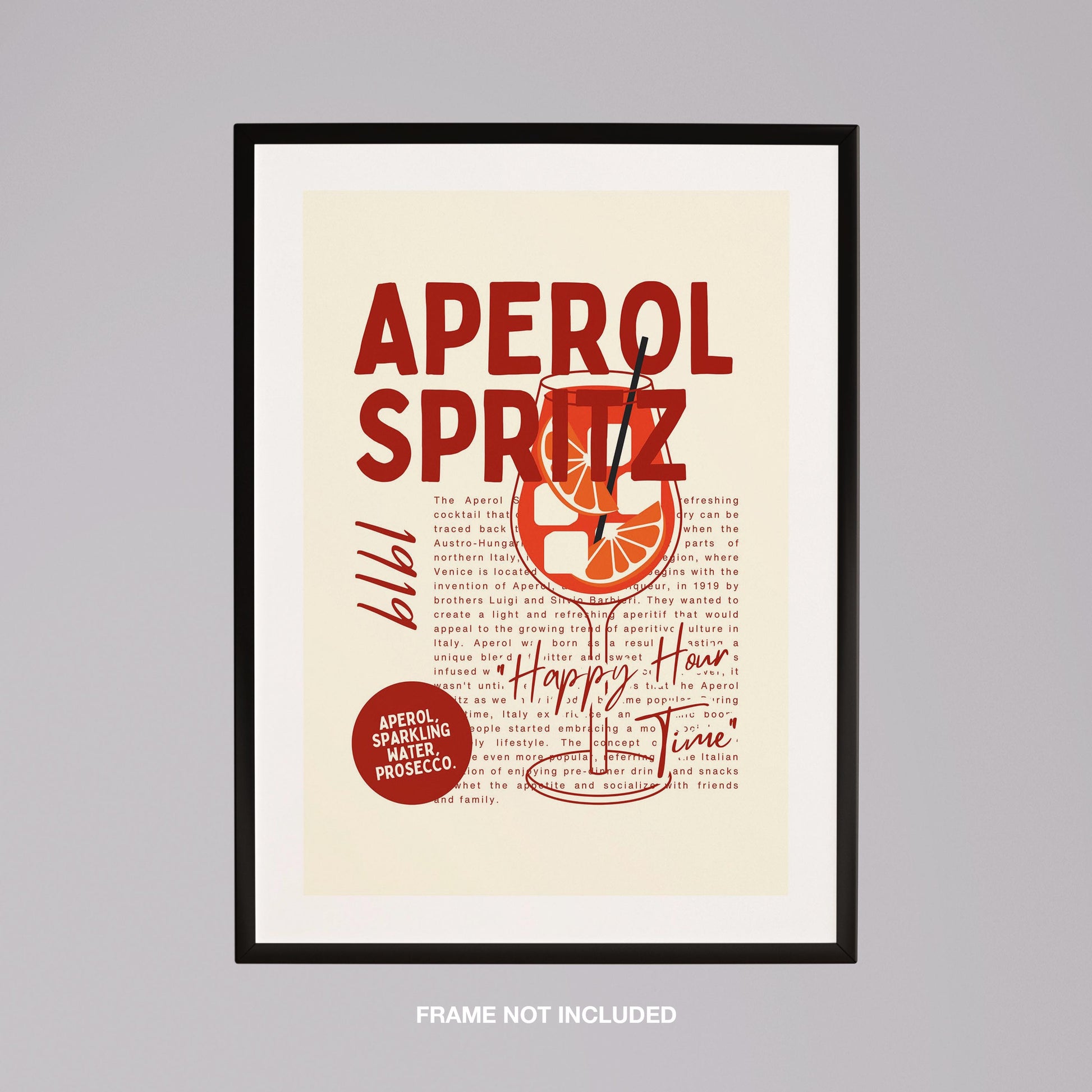 Aperol Spritz Cocktail Happy Hour Time - Rolled Poster Wall Art Print - House Prints