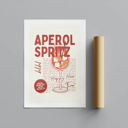 Aperol Spritz Cocktail Happy Hour Time - Rolled Poster Wall Art Print - House Prints